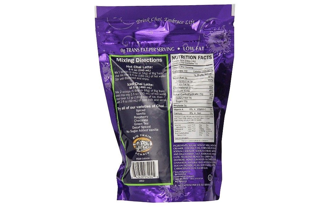 Big Train Chai Tea Latte Green Tea Chai   Pack  340 grams